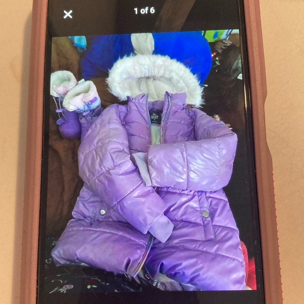 Girls 7 coat and boots 11/12C